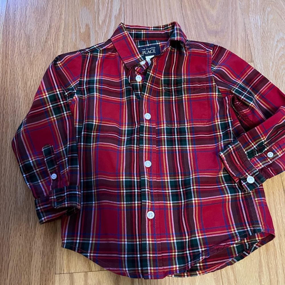 The Children's Place Vibrant Red Plaid Button Down Shirt